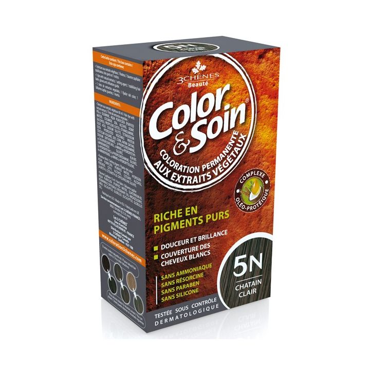 Color & soin coloration permanente Châtain clair 5N Les 3 chênes - 1 kit