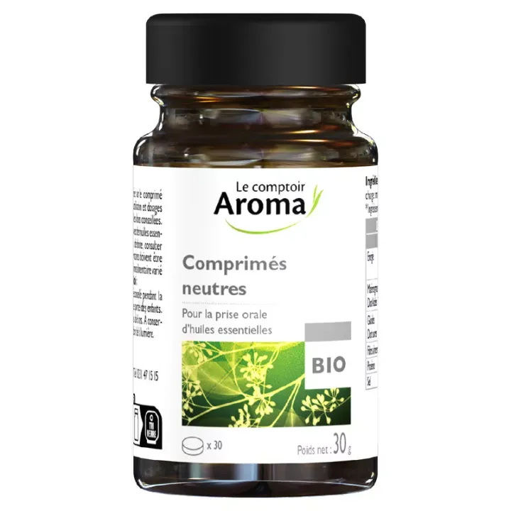 Comprimés neutres bio Le Comptoir Aroma - boîte de 30 comprimés