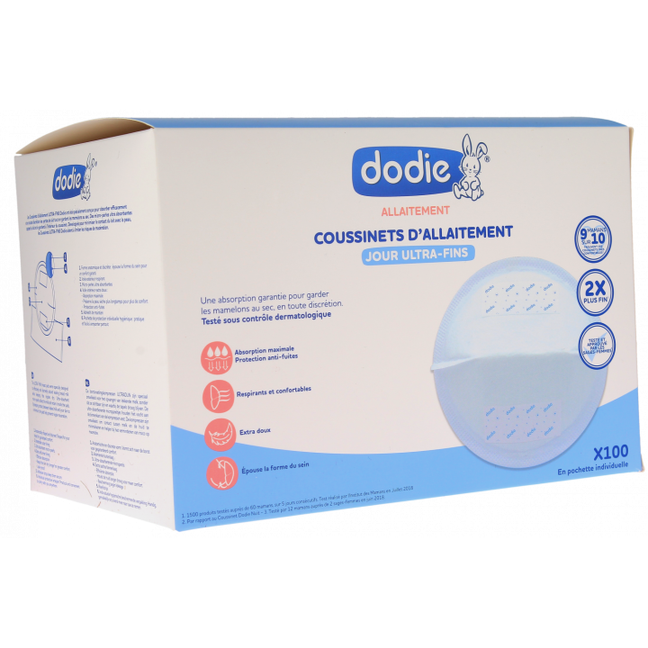 Coussinets d'Allaitement Ultra-fins Dodie - boîte de 100 coussinets