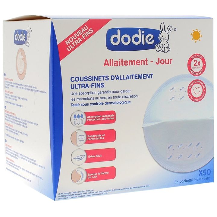 Coussinets d'Allaitement Ultra-fins Jour Dodie - boîte de 50 coussinets