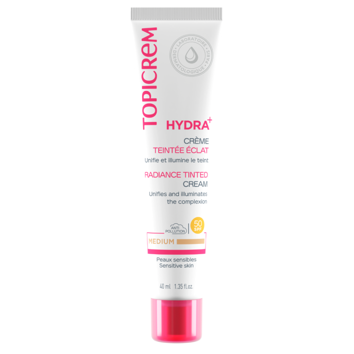 Hydra+ Crème teintée éclat Médium SPF 50 Topicrem - tube de 40 ml