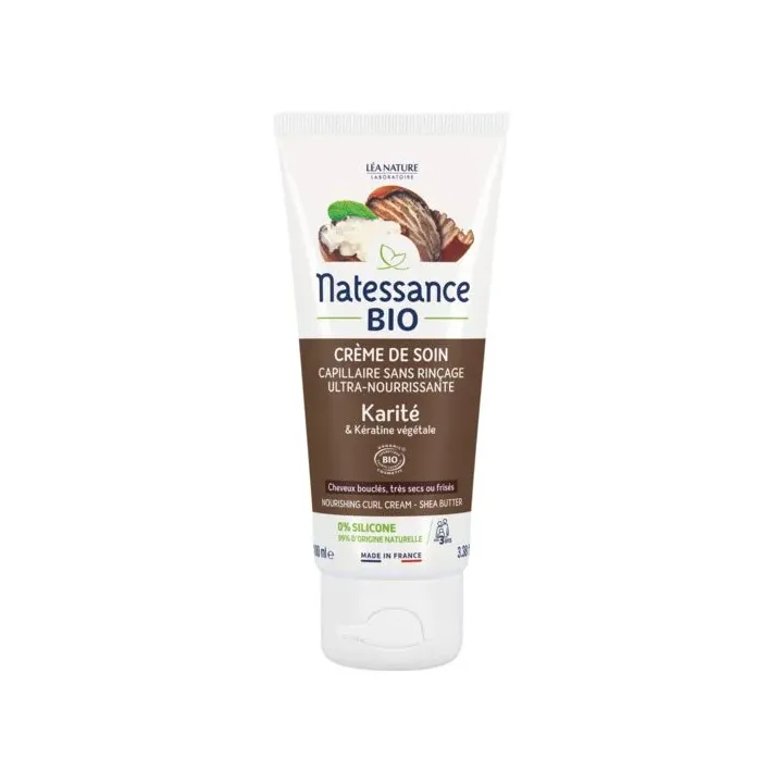 Crème de soin capillaire ultra-nourrissante karité bio Natessance - tube de 100ml