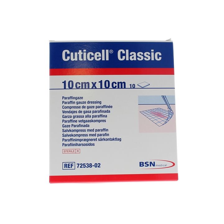 Cuticell classic compresse de gaze paraffinée BSN Médical - 10 compresses de 10 cm x 10 cm