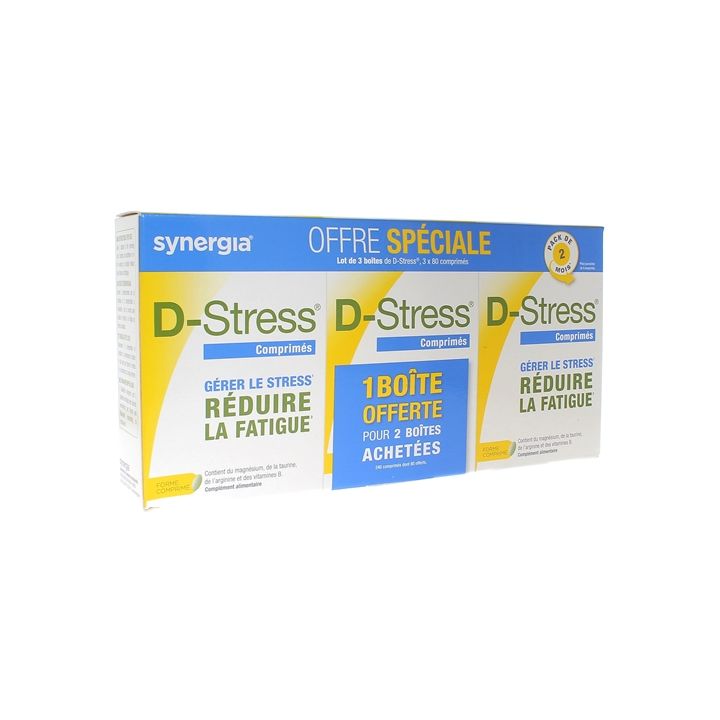 D-Stress Synergia - offre spéciale lot de 3 boîtes de 80 comprimés (1 boîte offerte)
