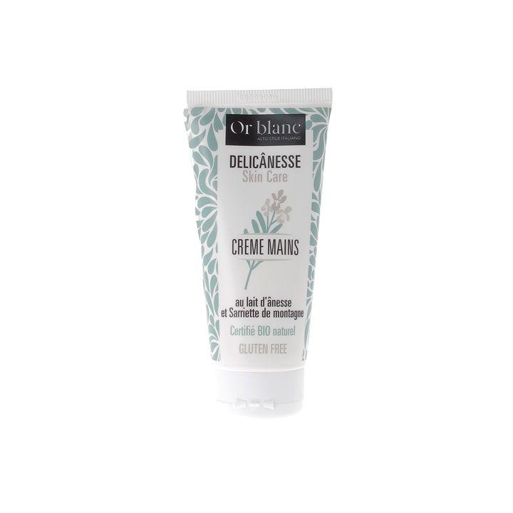 Delicânesse Crème mains au lait d'ânesse bio Or Blanc - tube de 100ml