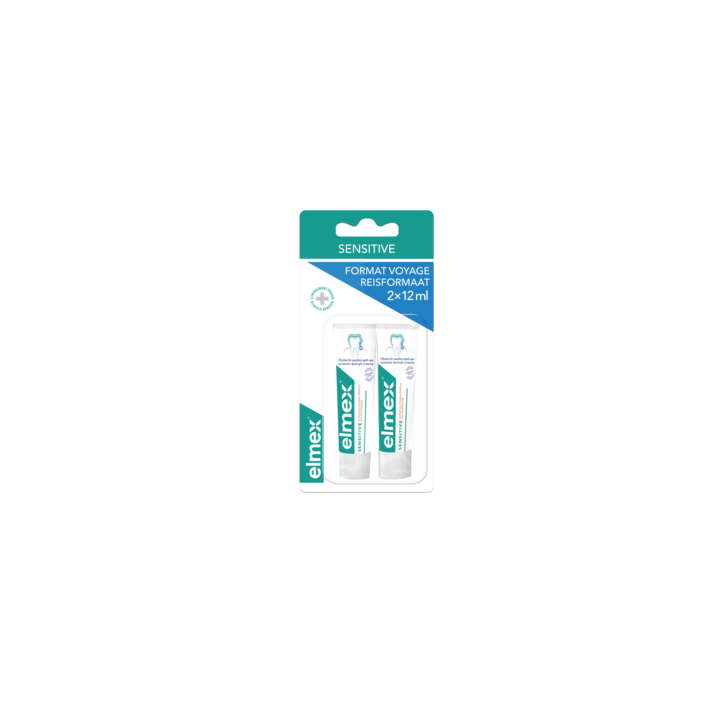 Dentifrice Sensitive format voyage Elmex - lot de 2 tubes de 12ml