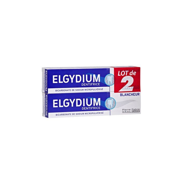 Dentifrice blancheur Elgydium - lot de 2 tubes de 75 ml