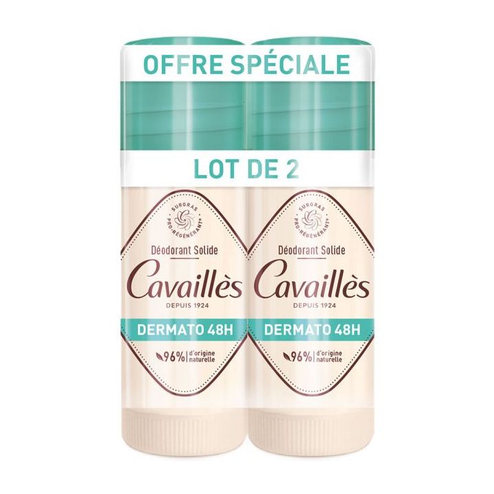 Déodorant Dermato 48h Rogé Cavaillès - lot de 2 sticks de 40ml