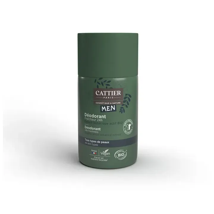 Déodorant fraîcheur 24h homme bio Cattier - roll-on de 50ml