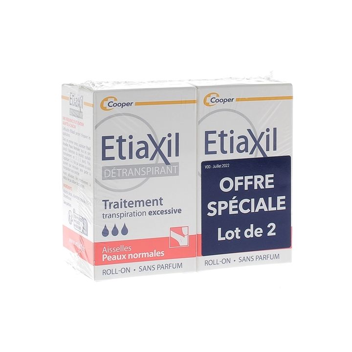 Détranspirant sudo-régulateur peaux normales aisselles Etiaxil - lot de 2 roll-on de 15 ml