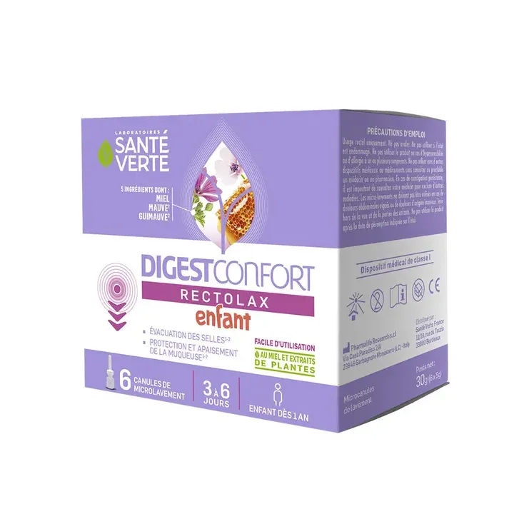 DigestConfort rectolax enfant Santé Verte - boite de 6 canules de microlavement