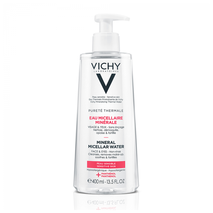 Eau micellaire minérale peaux sensibles Vichy - flacon-pompe de 400ml