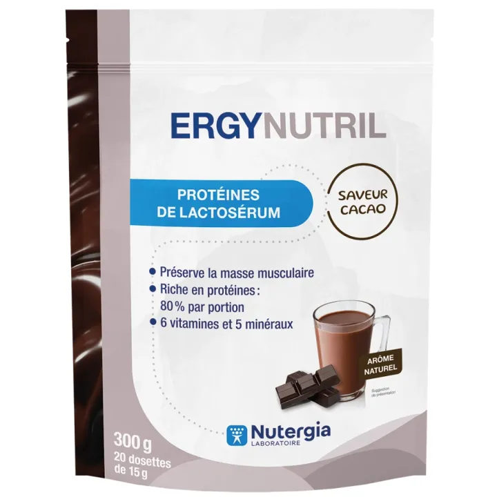 Ergynutril Protéines de lactosérum cacao Nutergia - sachet de 300g