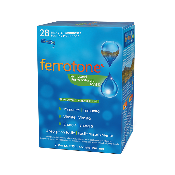Ferrotone + vitamine C goût pomme Famadem - boîte de 28 sachets
