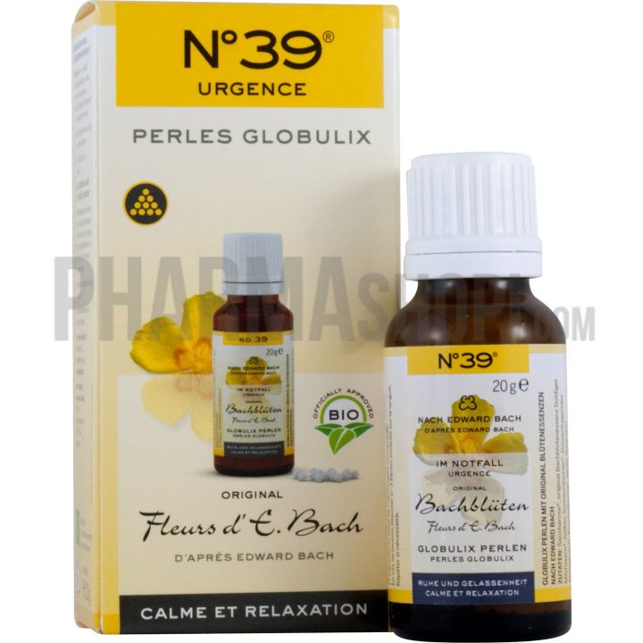Fleurs d'E. Bach calme et relaxation N°39 Lemon pharma - flacon de 20g de perles globulix