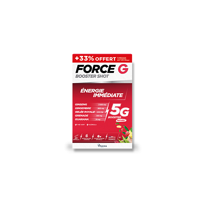 Force G booster shot énergie immédiate Vitavea - boite de 20 ampoules