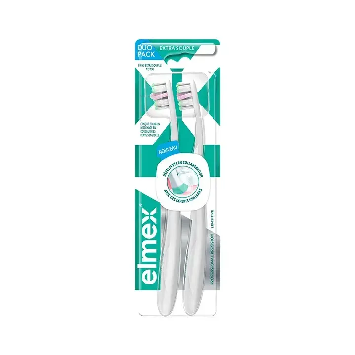 Brosse à dents extra-souple Professionnal Precision Sensitive Elmex - 2 brosses à dents