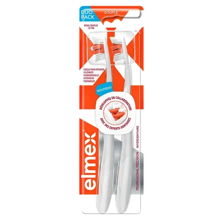 Brosse à dents souple précision interdentaire Elmex - 2 brosse à dents