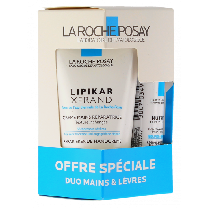Lipikar Xerand crème mains + nutritic lèvres La Roche-Posay - lot de 2 produits