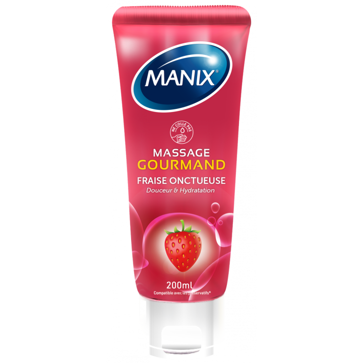 Gel de massage comestible fraise Manix - tube de 200ml