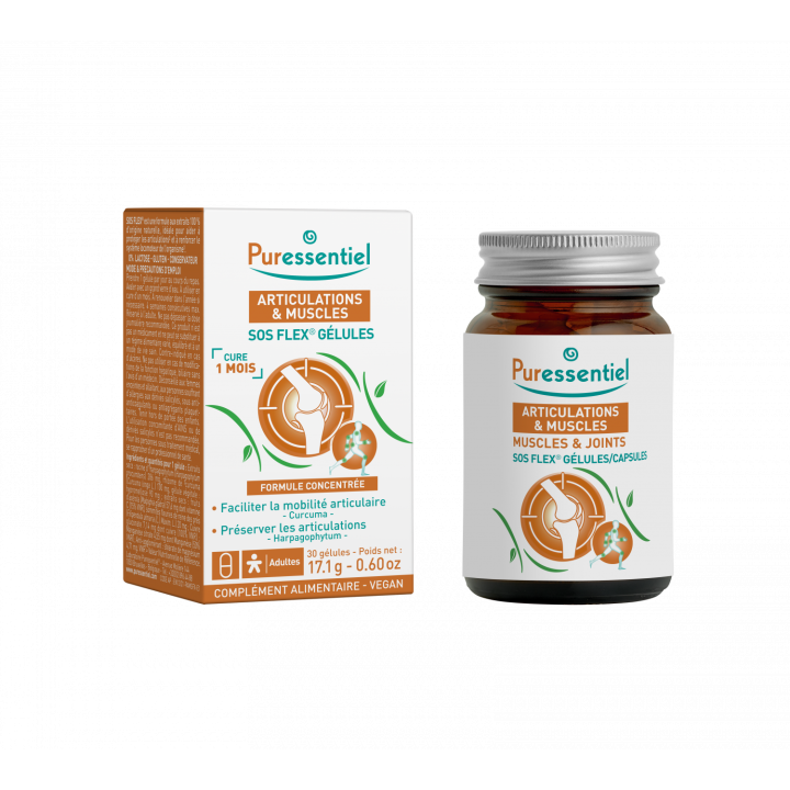 Gélules S.O.S Flex Articulations & muscles Puressentiel - boîte de 30 gélules