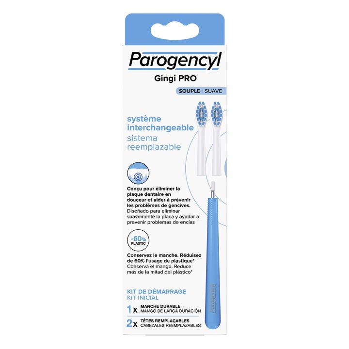 Gingi pro Brosse à dents à tête souple remplaçable Parogencyl - kit de démarrage
