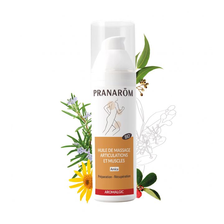 Aromalgic Huile de massage bio préparation et récuparation Pranarôm - flacon-pompe de 100 ml