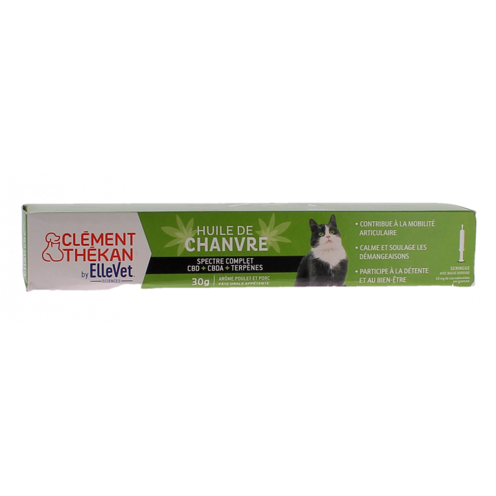 Huile de chanvre pâte chat Clément Thékan - pâte de 30g + seringue