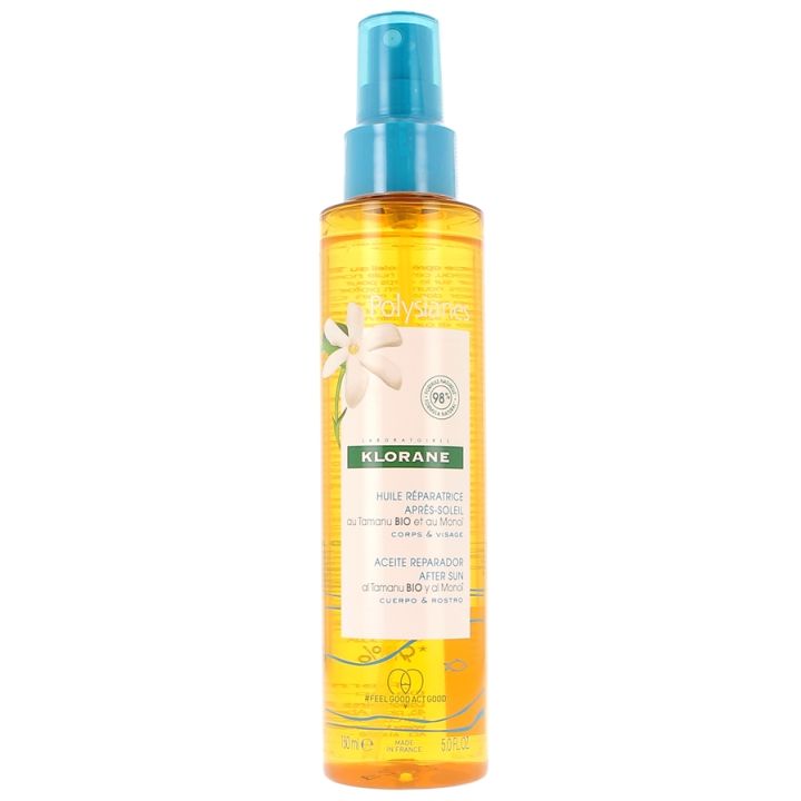 Huile réparatrice après-soleil corps et visage Klorane - spray de 150 ml