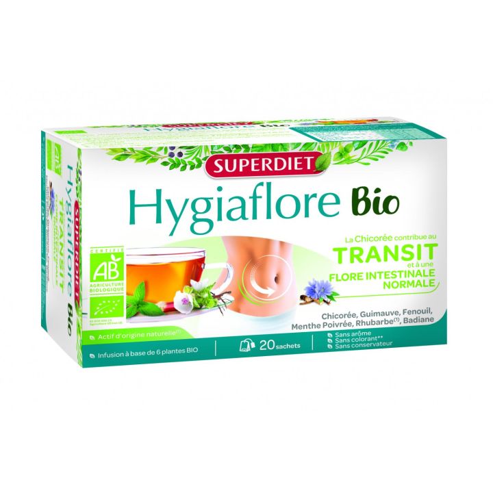 Infusion transit Hygiaflore bio Superdiet - boîte de 20 sachets