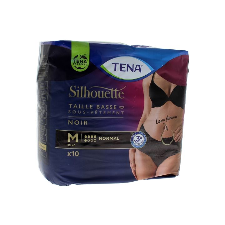 Lady silhouette normal noir slip absorbant medium Tena - paquet de 10 protections