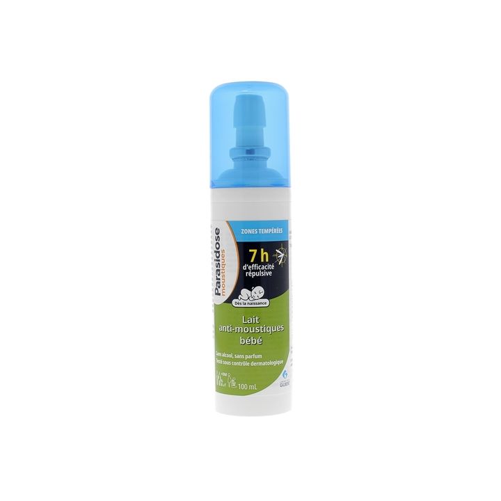 Lait anti-moustiques bébé zones tempérées Parasidose - spray de 100 ml