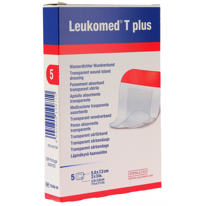Leukomed T plus pansements stériles transparents Bsn médical - boite de 5 pansements de 5.0x7.2cm
