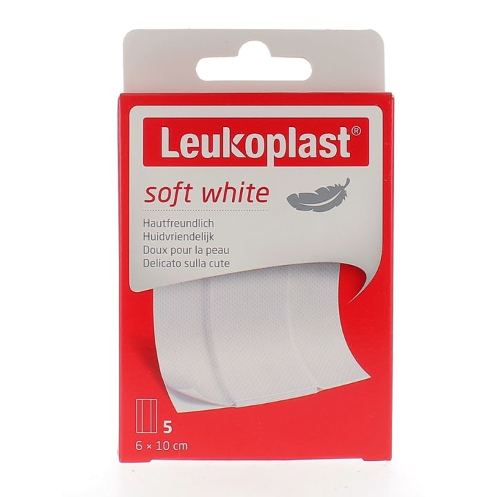 Leukoplast Soft White Pansements à découper BSN Médical - boîte de 5 pansements de 6x10cm