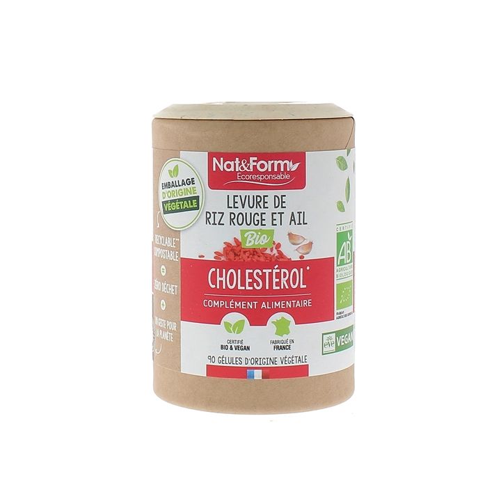 Levure de riz rouge & ail bio Cholestérol Nat&Form - pot de 90 gélules