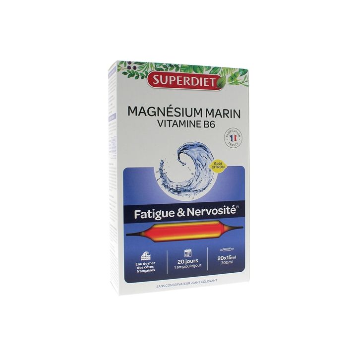 Magnésium marin + Vitamine B6 Super Diet - 20 ampoules