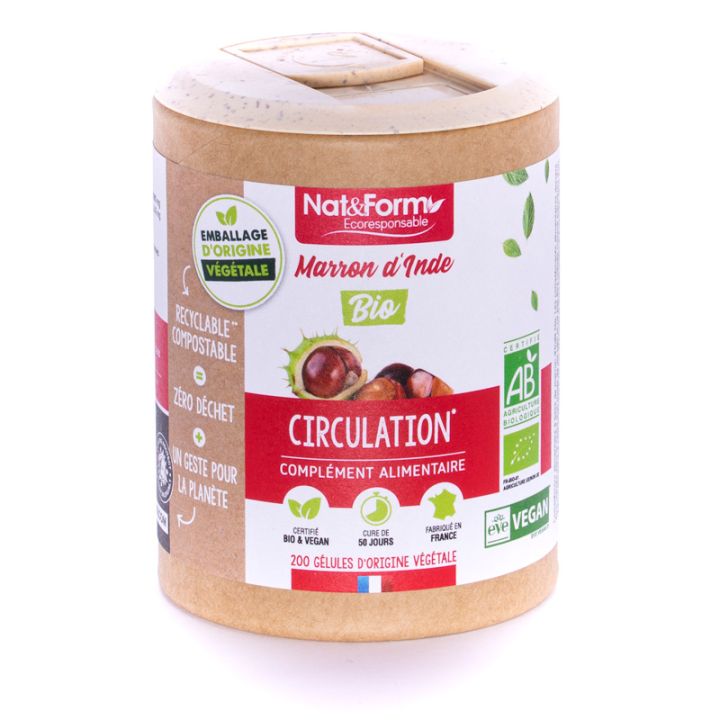 Marron d'Inde bio circulation Nat&Form - boite de 200 gélules