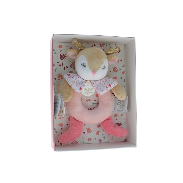 Mini doudou renne hochet Doudou et compagnie - boîte avec doudou de 20 cm