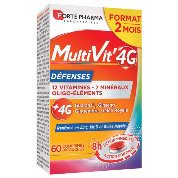 MultiVit' 4G Défenses Forté Pharma - boîte de 60 comprimés bicouches