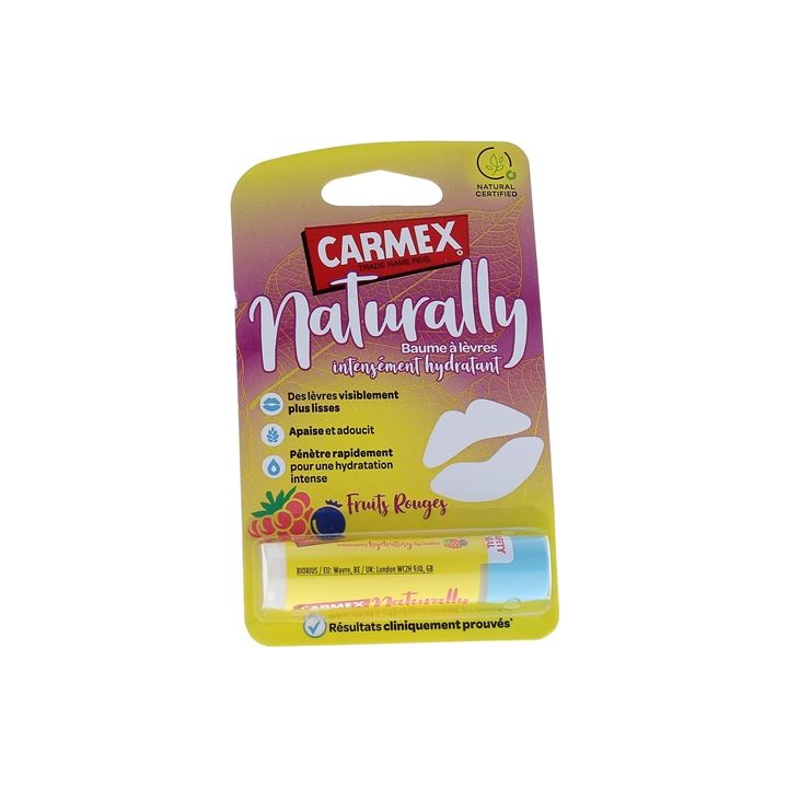 Naturally Baume à lèvres Intensément hydratant Fruits rouges Carmex - stick de 4g