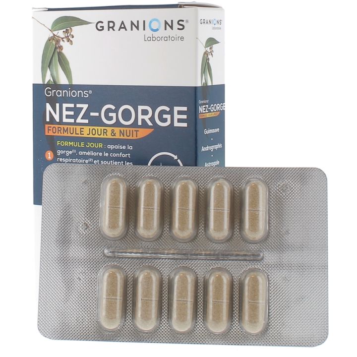 Nez-gorge jour et nuit Laboratoires Granions - boîte de 20 gélules