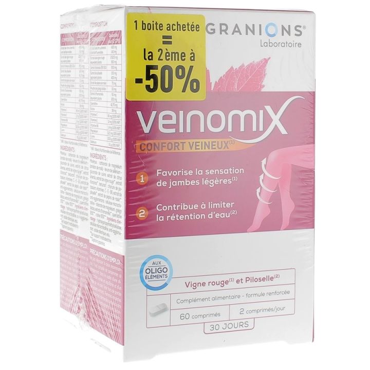 Offre Granions veinomix - lot de 2 boîtes de 60 comprimés