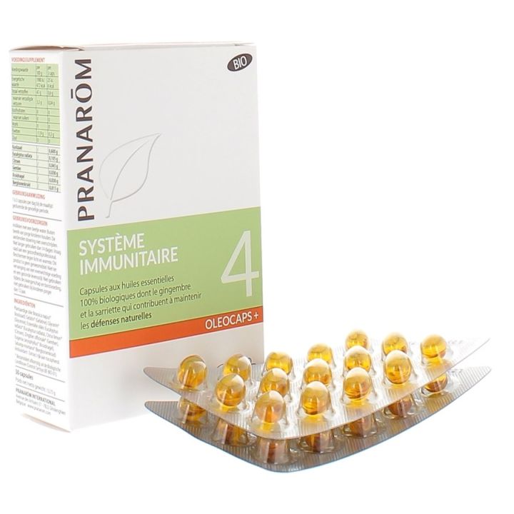 Oleocaps+ 4 Système Immunitaire bio Pranarôm - Boîte de 30 capsules