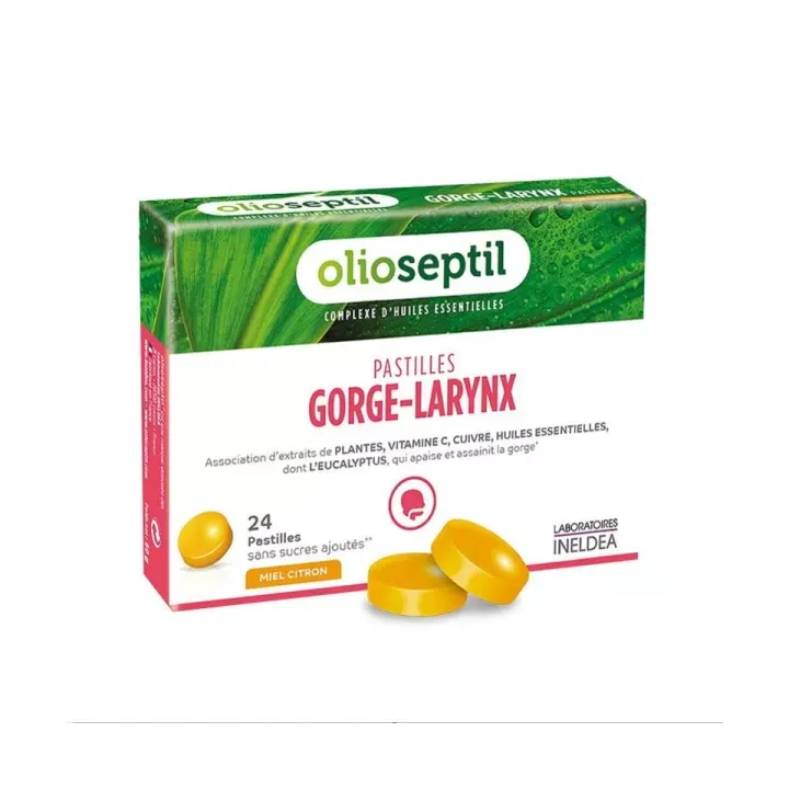 Olioseptil Pastilles gorge larynx miel citron - boîte de 24 pastilles