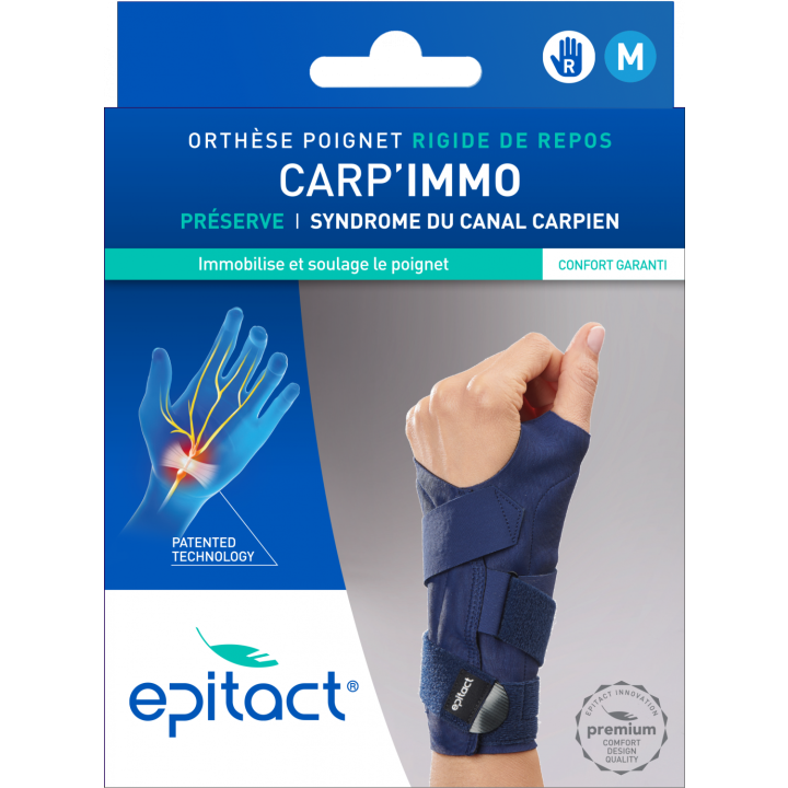 Carp'Immo Orthèse poignet rigide de repos main droite taille M Epitact - 1 orthèse