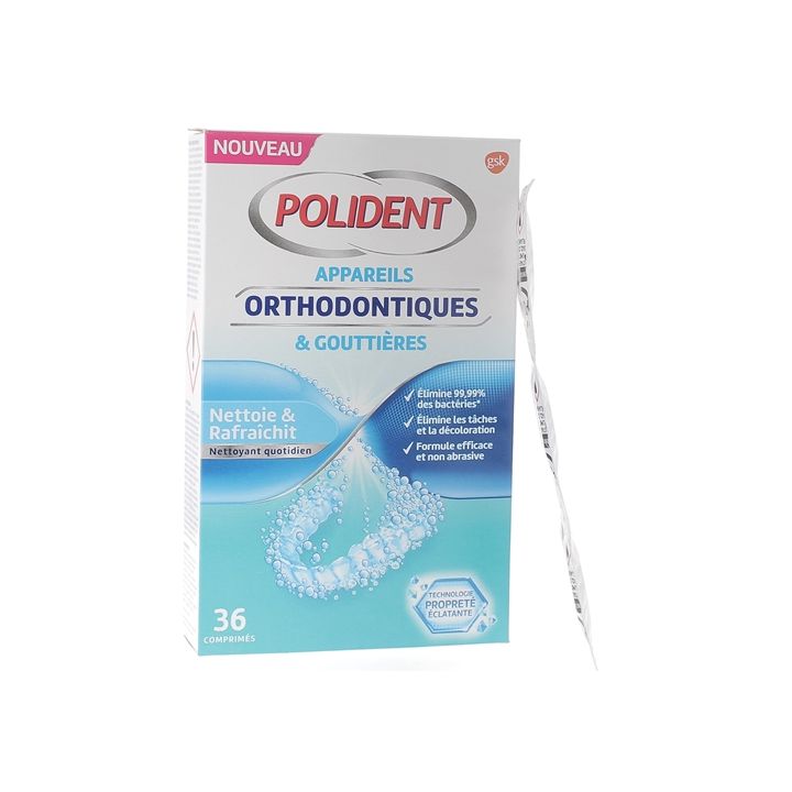 Polident nettoyant appareil orthodontique gouttière - boite de 36 comprimés