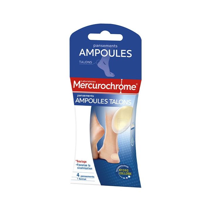 Pansements ampoules talons Mercurochrome - boîte de 4 unités