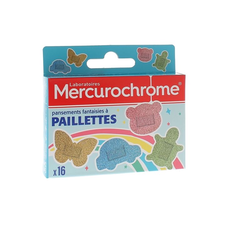 Pansements fantaisies à paillettes Mercurochrome - boîte de 16 pansements