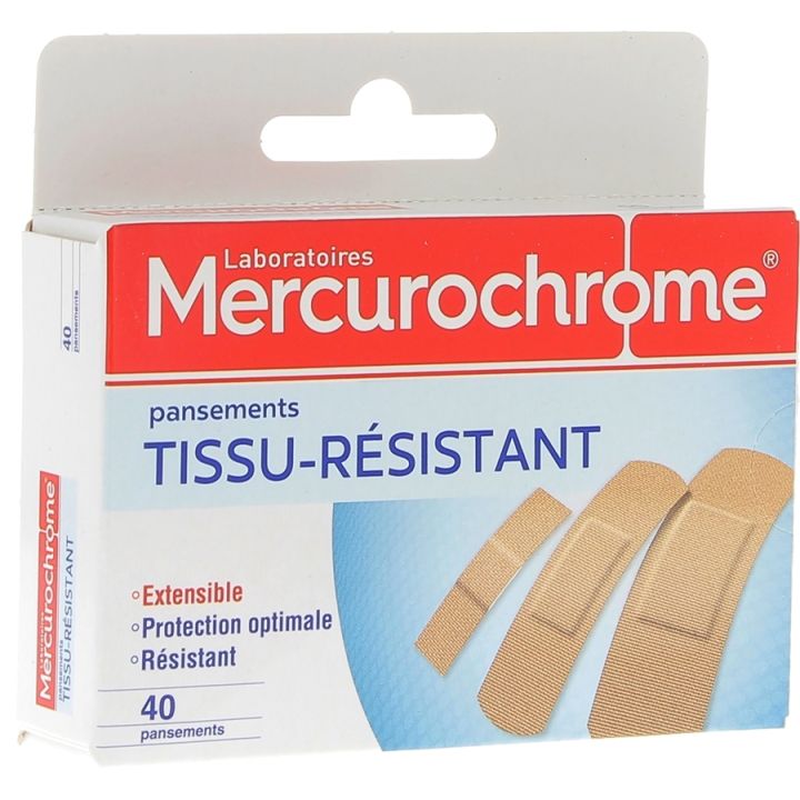Pansements tissu-résistant Mercurochrome - Boite de 40 pansements