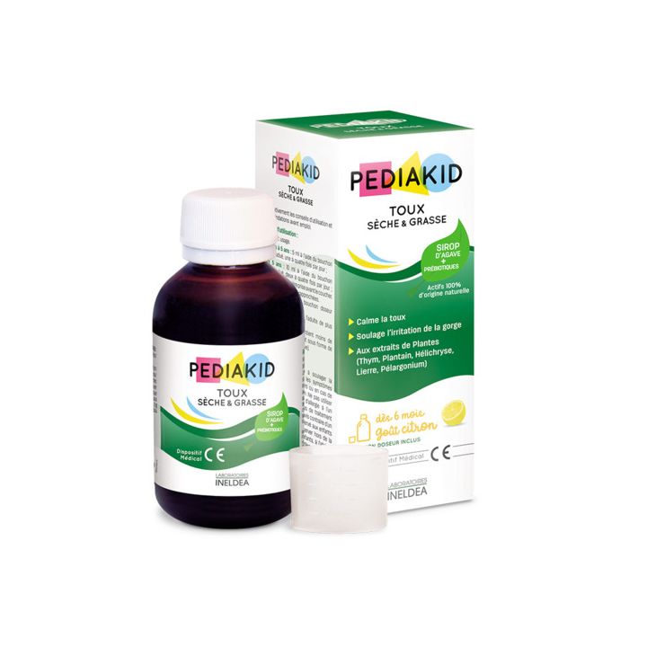 Pediakid toux sèche et grasse goût citron - flacon de 125ml